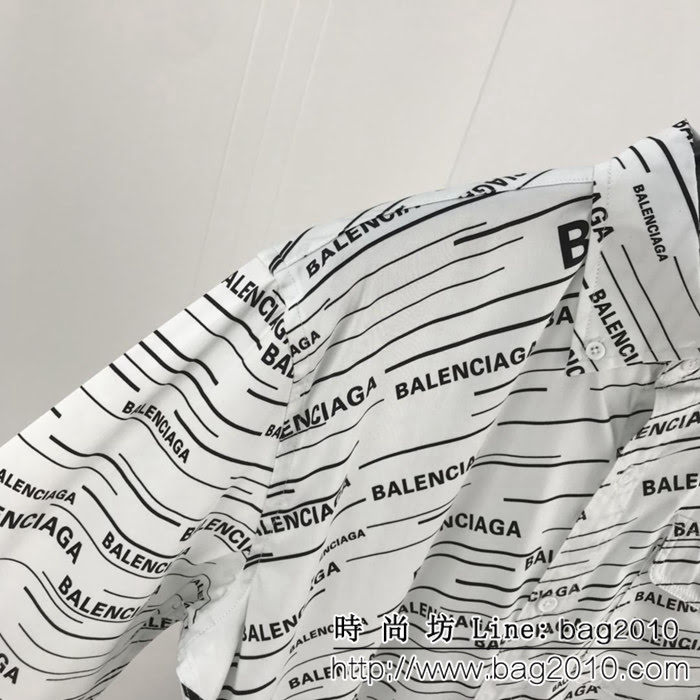 Balenciag@19ss秋冬新款襯衣 全身印花logo 定制絲光混紡面料 高版本情侶款 ydi2363
